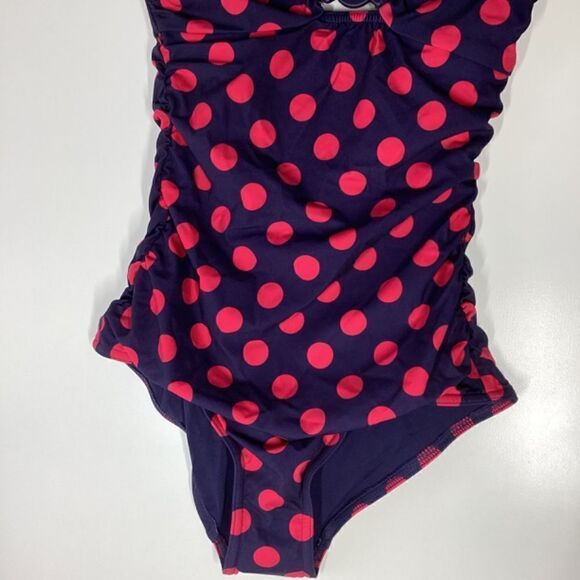 Zimmerman Ruched polka dot bandeau swimsuit Red & Navy blue NWT Size 2 - Picture 5 of 12